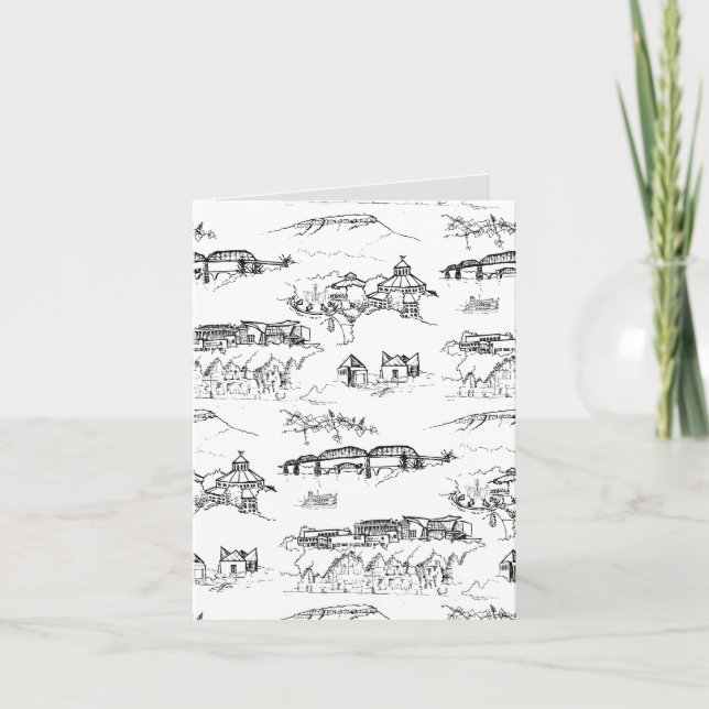 Chattanooga Toile Schwarz und Weiß (mit Grau) Karte (Vorderseite)