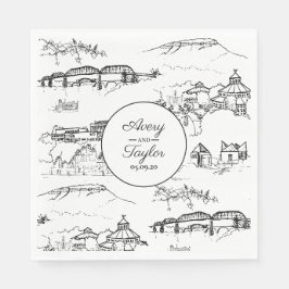 Chattanooga Toile Schwarz-Weiß-Brautparty Serviette