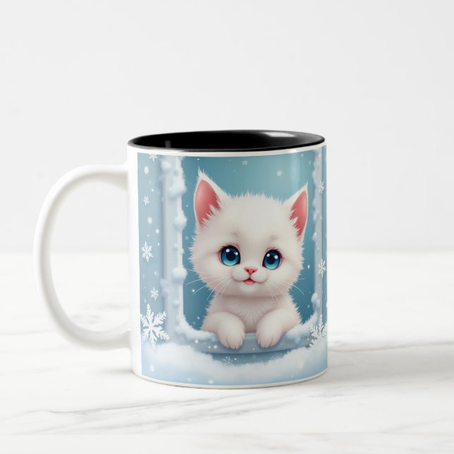 Chatte à neige, Tasse inspirée de l'hiver, Amoureu (Gauche)