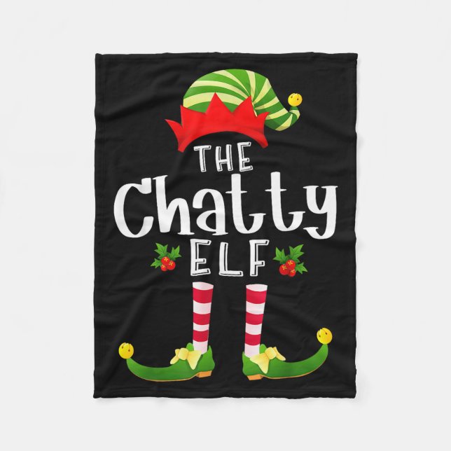 Chatty Christmas Elf Matching Pajama X-mas Party  Fleecedecke (Vorderseite)