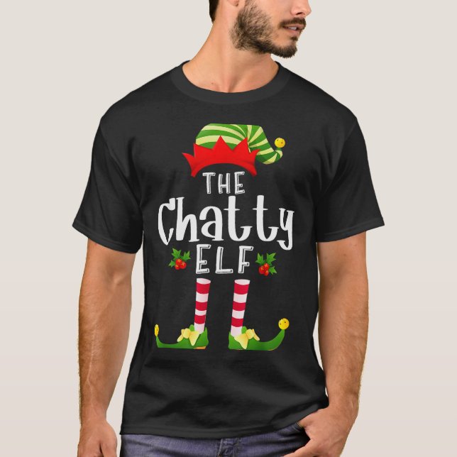 Chatty Christmas Elf Matching Pajama X-mas Party  T-Shirt (Vorderseite)