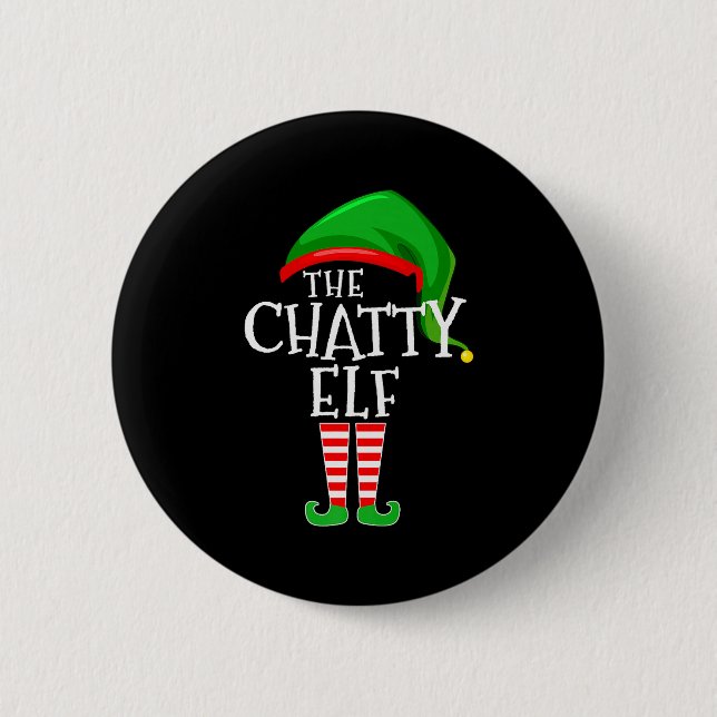 Chatty Elf Family Matching Group Christmas Premium Button (Vorderseite)