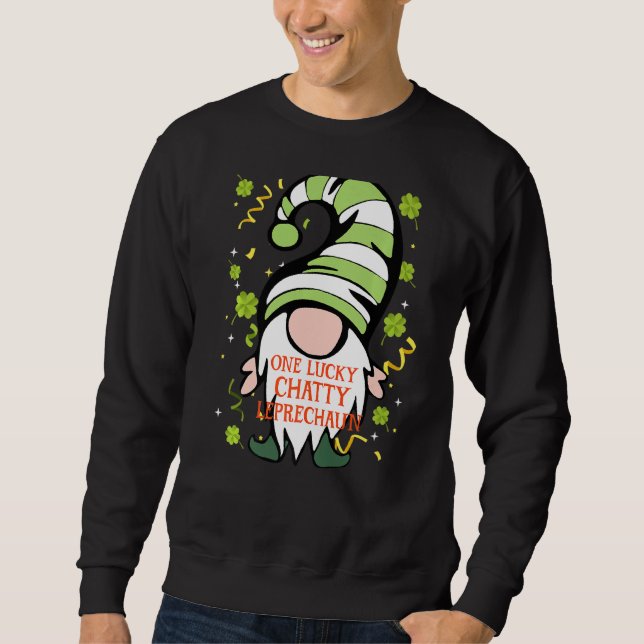Chatty Funny St Patrick S Day Lucky Gnome Familie  Sweatshirt (Vorderseite)