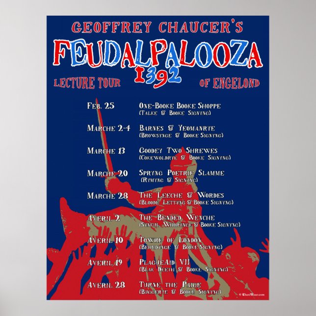 Chaucer 'Feudalpalooza' 1392 Tour Poster (Vorne)
