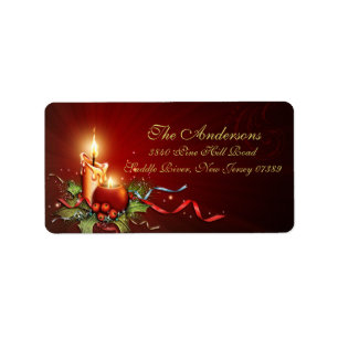Chaud bougie Étiquette de adresse de Noël
