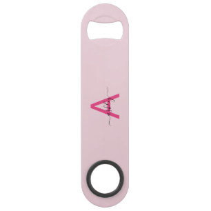 Chaud rose moderne Script Girl Monogramme Nom