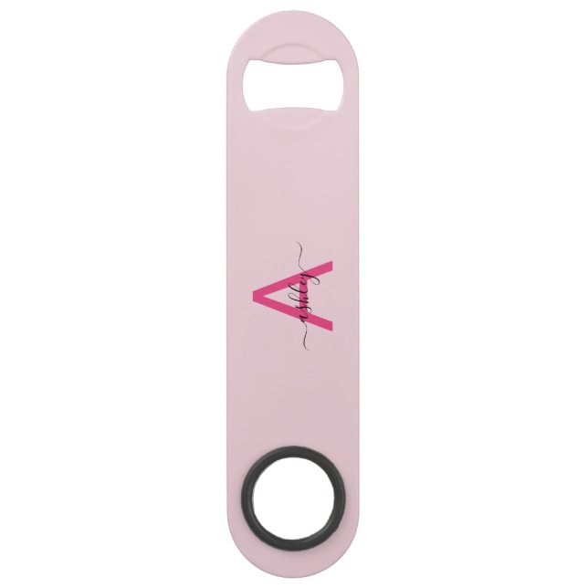 Chaud rose moderne Script Girl Monogramme Nom (Devant)