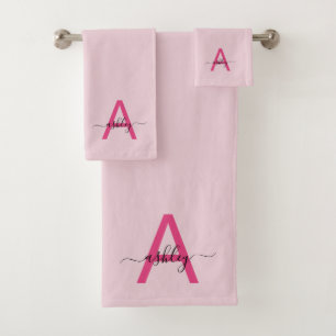 Chaud rose moderne Script Girl Monogramme Nom