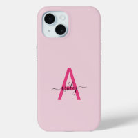 Chaud rose moderne Script Girl Monogramme Nom
