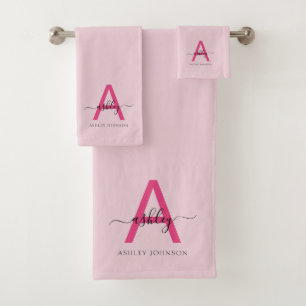 Chaud rose moderne Script Girl Monogramme Nom