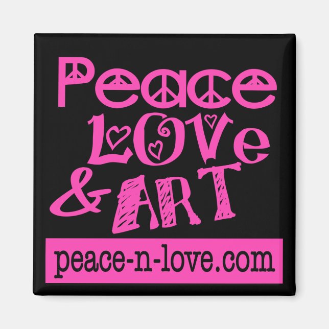 Chaud rose paix, amour et l'art magnet (Devant)