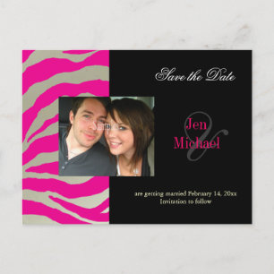 Chaud rose zèbre Enregistrer la date Photo cartes