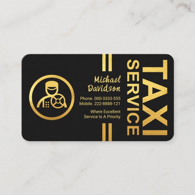 Chauffeur-Fahrer für die Gold Strips Lines Visitenkarte (Vorderseite)
