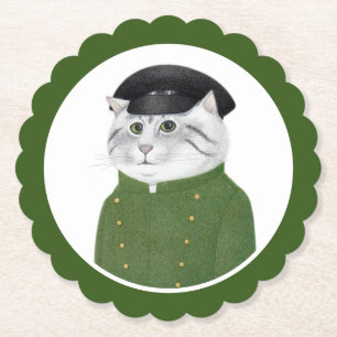 CHAUFFEUR KATZE Gekerbte runde Papiereckchen Untersetzer