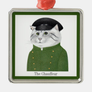 CHAUFFEUR KATZE Premium Quadratisches Ornament + T Aus Metall