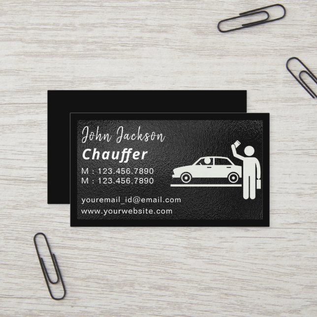 Chauffeur Taxifahrer Beruflich dunkel Visitenkarte (Vorderseite/Rückseite Beispiel)