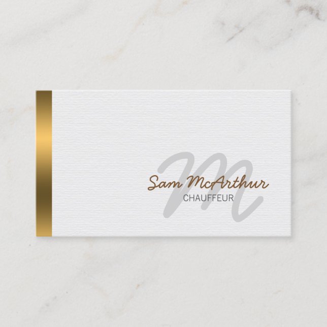 Chauffeur Transport Gold Cursive Monogram Visitenkarte (Vorderseite)