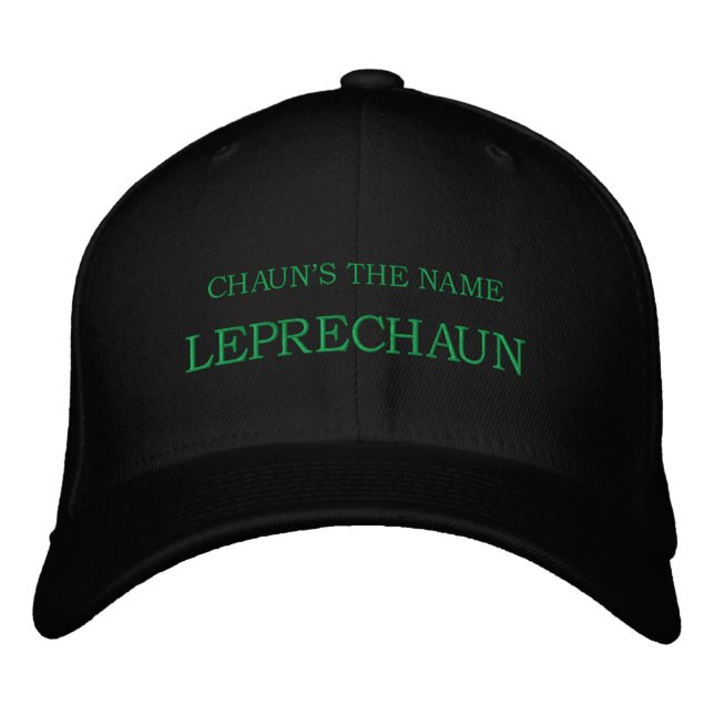 CHAUN IST DER NAME, LEPRECHAUN BESTICKTE KAPPE (Vorderseite)