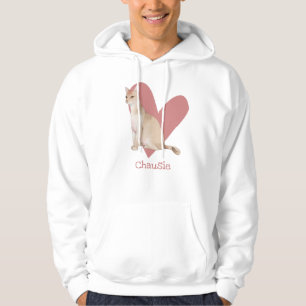 Chausie Cat Watercolor Kitty Pink Herz Hoodie