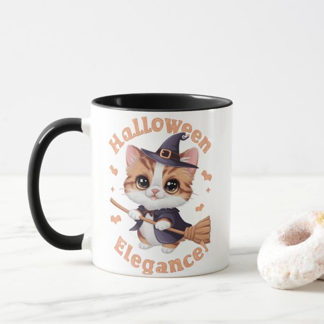 Chausie Cats verzauberter Halloween-Look Tasse (Mit Donut)