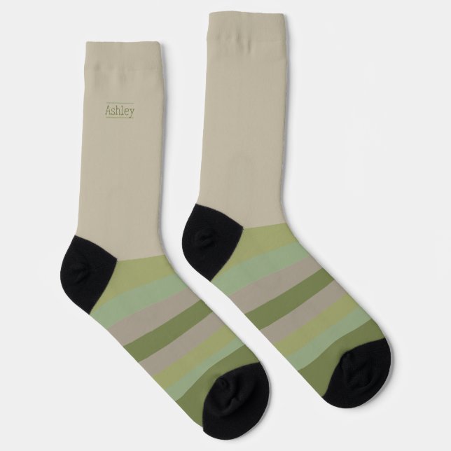 Chaussette 抹 Matcha Vert 茶 Stripes Secrètement Sauvages (Droite)