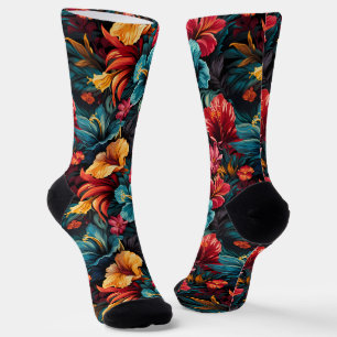 Chaussette #15 Chaussettes d'équipage à motifs floraux
