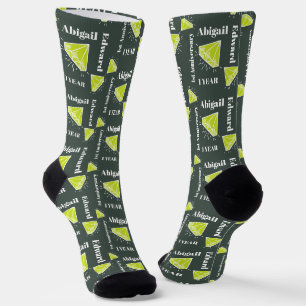 Chaussette 1er Anniversaire Mariage vert perdot gem personnal