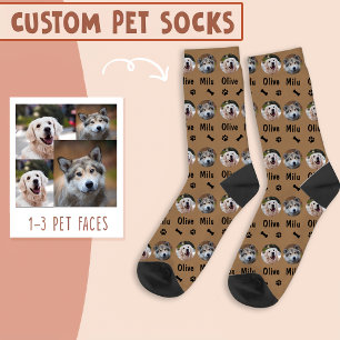 Chaussette 2 Chiens 2 Noms photo personnalisée de Chien sur B