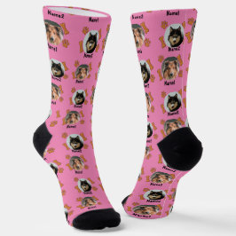 Chaussette 2 Chiens Photos 2 Noms + Bones & Empreintes de pat