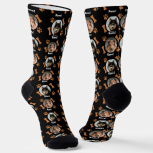 Chaussette 2 Chiens Photos 2 Noms + Bones & Empreintes de pat
