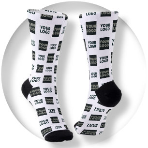 Chaussette 2 Logos Simple Logo Répétitif Chaussettes Blanch