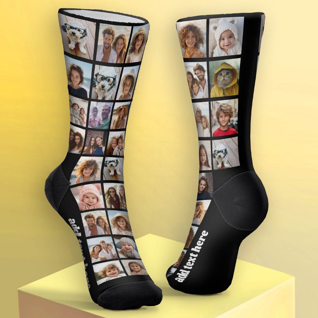 Chaussette 35 Photos - grille photo partout avec une ligne de (Custom Socks - Add Your Photo Collage)