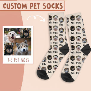 Chaussette 3 Chiens 3 Noms photo personnalisée Chien sur ivoi