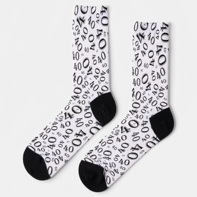 Chaussette 40e anniversaire Noir Random Numéro Motif (Gauche)