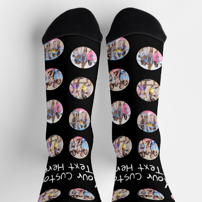 Chaussette 4 Collage photo et texte personnalisé (Haut)