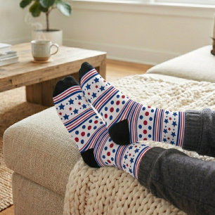 Chaussette 4 juillet Rouge Blanc & Bleu Patriotique