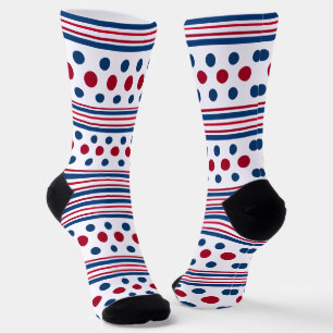 Chaussette 4 juillet rouge blanc et bleu patriotique