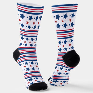 Chaussette 4 juillet rouge blanc et bleu patriotique