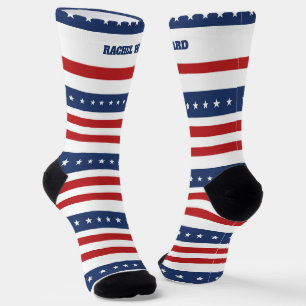Chaussette 4 juillet rouge et bleu