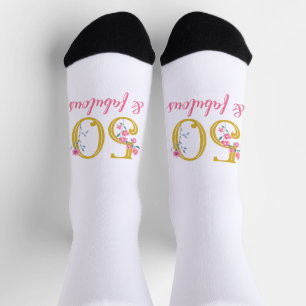 Chaussette 50 et fabuleux or et rose floral