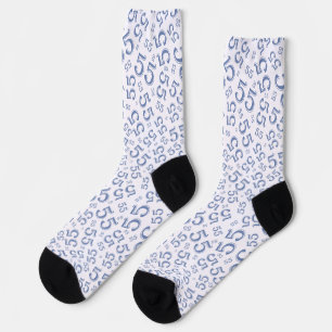Chaussette 55e anniversaire Motif du numéro bleu aléatoire