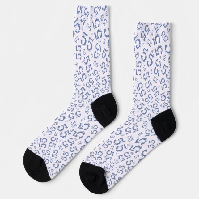 Chaussette 55e anniversaire Motif du numéro bleu aléatoire (Gauche)