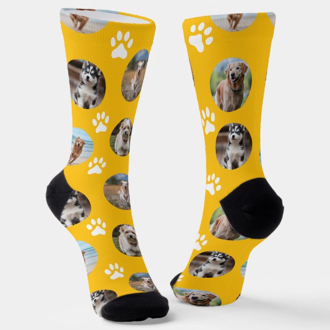 Chaussette 5 Pet Photo Collage Modèle Faire Votre Propre Jaun (Angulaire)