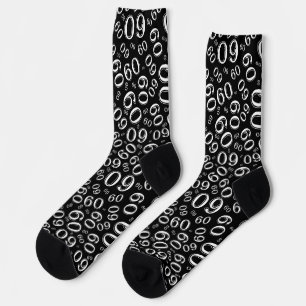 Chaussette 60e anniversaire noir/blanc Motif de nombre aléato