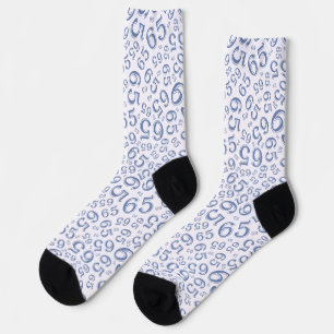 Chaussette 65e anniversaire Motif du numéro bleu aléatoire