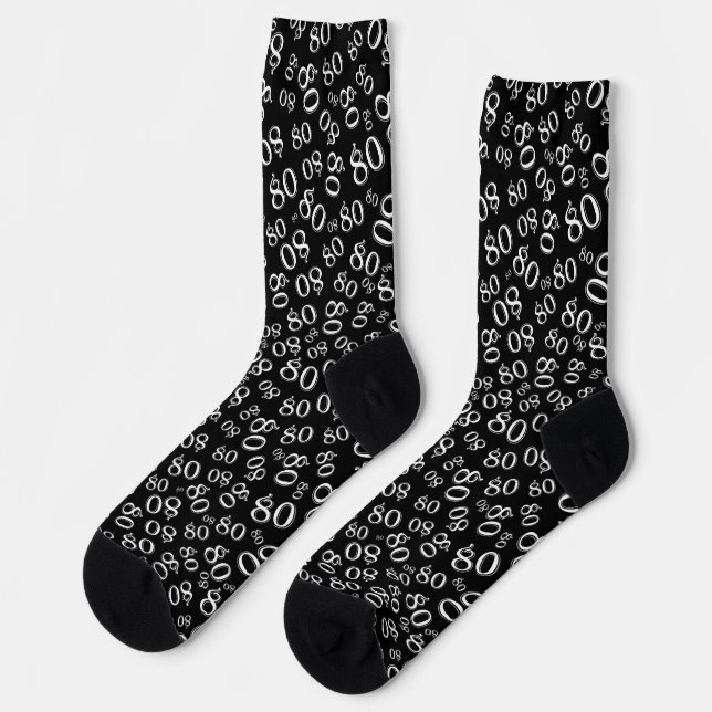 Chaussette 80e anniversaire noir/blanc Motif de numéro aléato (Gauche)