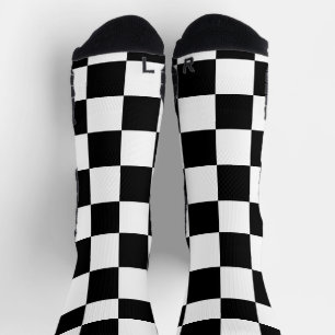 Chaussette à damiers carré noir et blanc