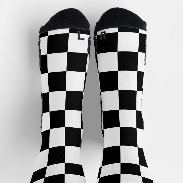 Chaussette à damiers carré noir et blanc (Haut)
