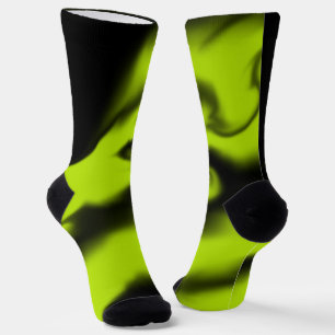 Chaussette Abstrait 3 en noir et vert citron