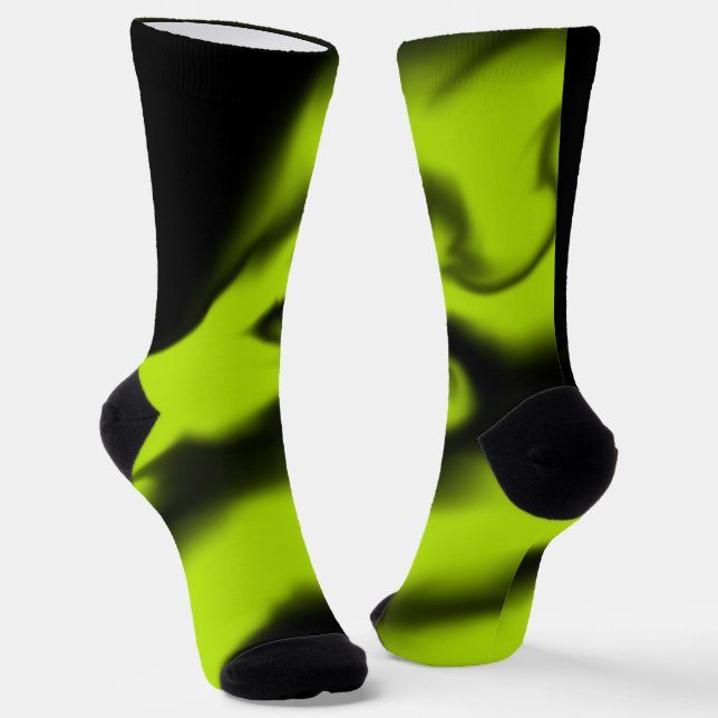 Chaussette Abstrait 3 en noir et vert citron (Angulaire)